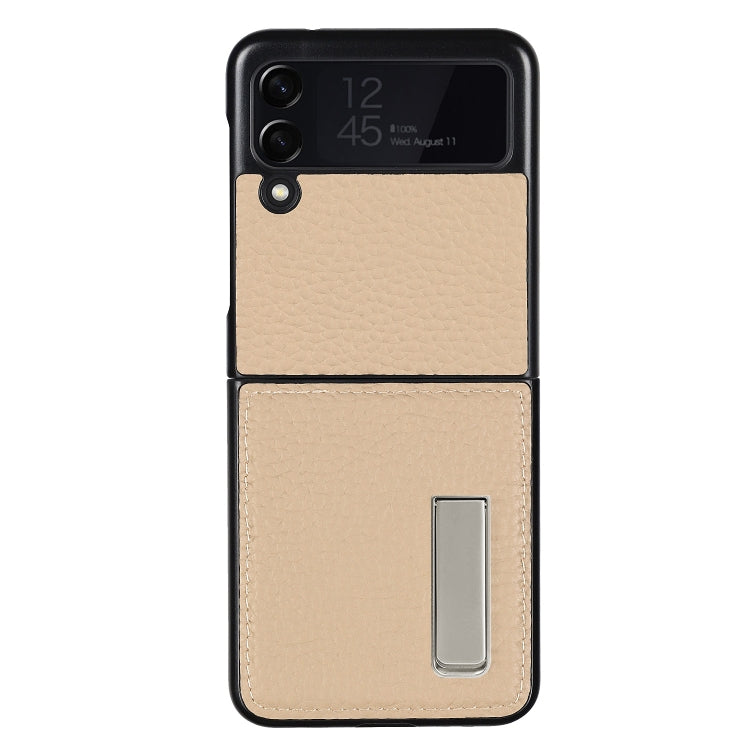 For Samsung Galaxy Z Flip3 5G Lychee Texture Leather Protective Case with Holder