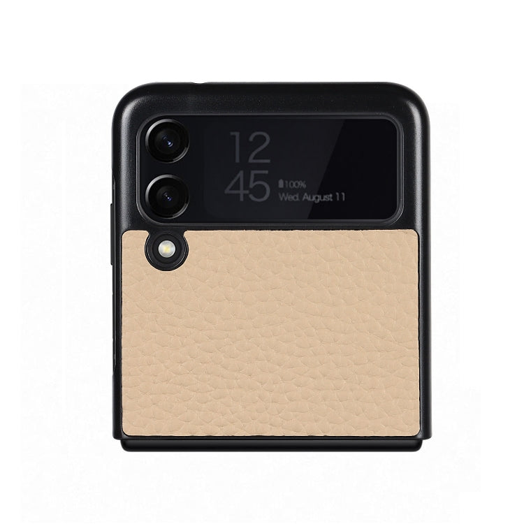 For Samsung Galaxy Z Flip3 5G Lychee Texture Leather Protective Case with Holder
