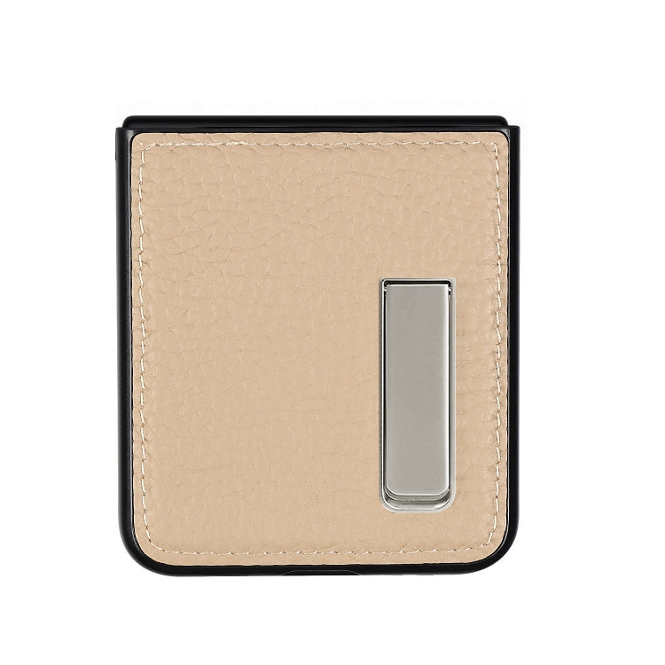 For Samsung Galaxy Z Flip3 5G Lychee Texture Leather Protective Case with Holder