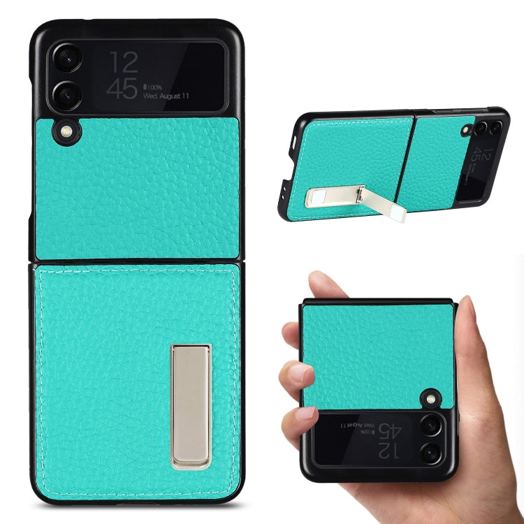 For Samsung Galaxy Z Flip3 5G Lychee Texture Leather Protective Case with Holder