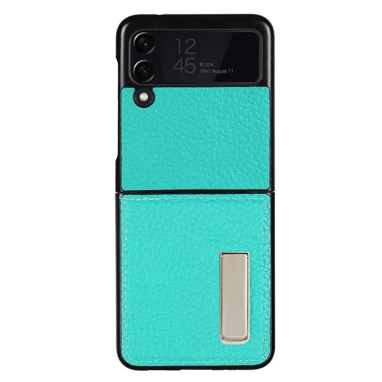 For Samsung Galaxy Z Flip3 5G Lychee Texture Leather Protective Case with Holder