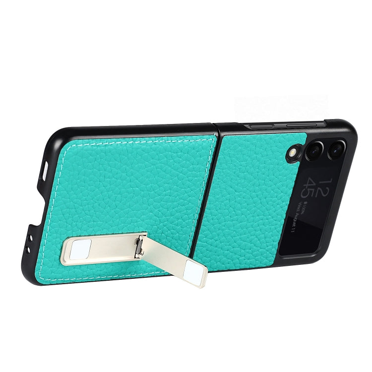For Samsung Galaxy Z Flip3 5G Lychee Texture Leather Protective Case with Holder