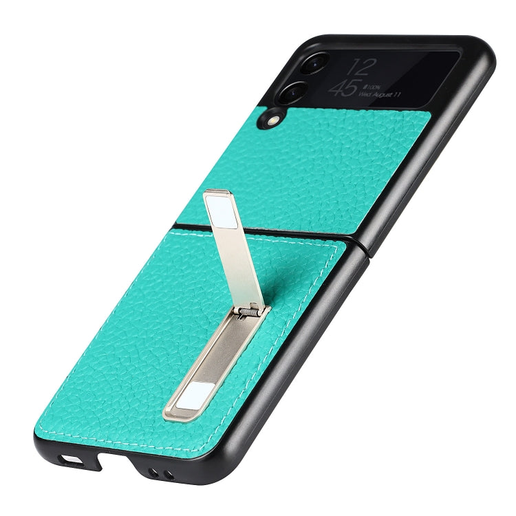 For Samsung Galaxy Z Flip3 5G Lychee Texture Leather Protective Case with Holder