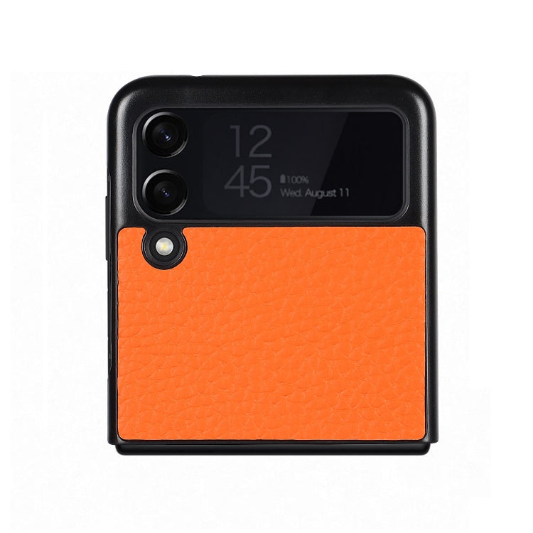 For Samsung Galaxy Z Flip3 5G Lychee Texture Leather Protective Case with Holder