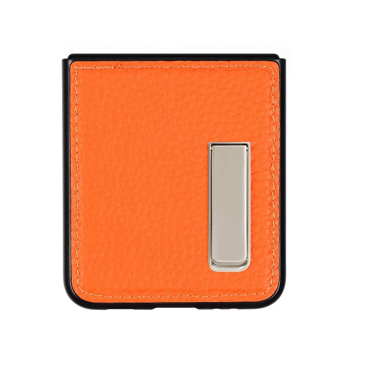 For Samsung Galaxy Z Flip3 5G Lychee Texture Leather Protective Case with Holder