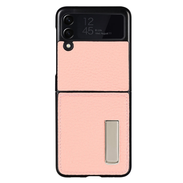 For Samsung Galaxy Z Flip3 5G Lychee Texture Leather Protective Case with Holder