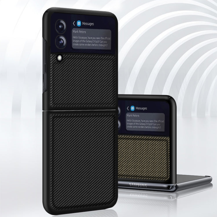For Samsung Galaxy Z Flip3 5G Solid Color Carbon Fiber Texture PU Shockproof Protective Case