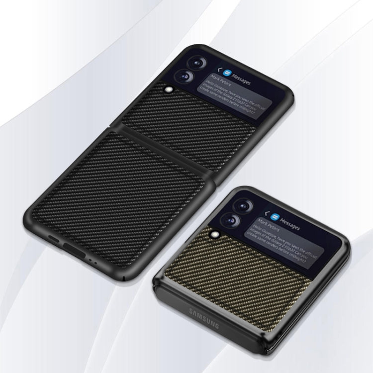 For Samsung Galaxy Z Flip3 5G Solid Color Carbon Fiber Texture PU Shockproof Protective Case