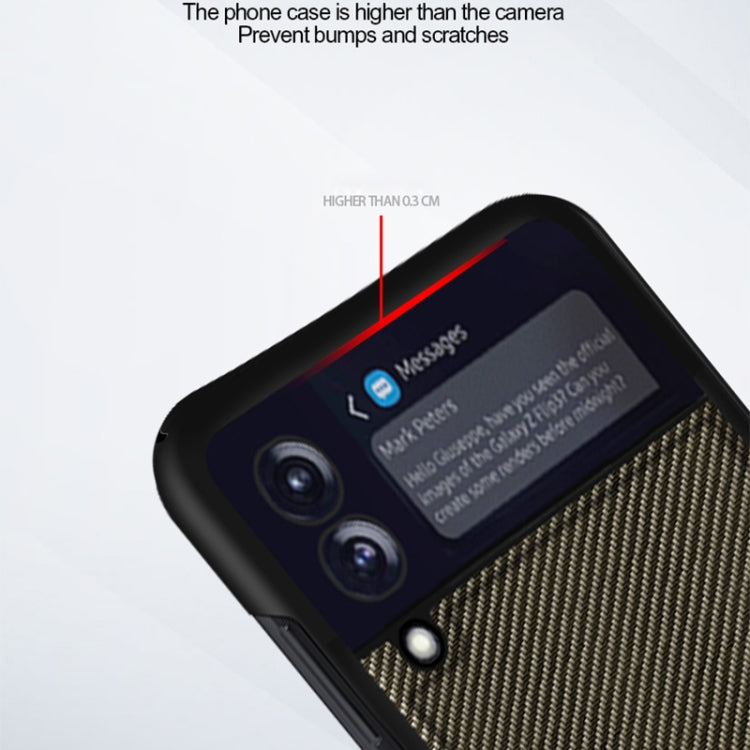For Samsung Galaxy Z Flip3 5G Solid Color Carbon Fiber Texture PU Shockproof Protective Case