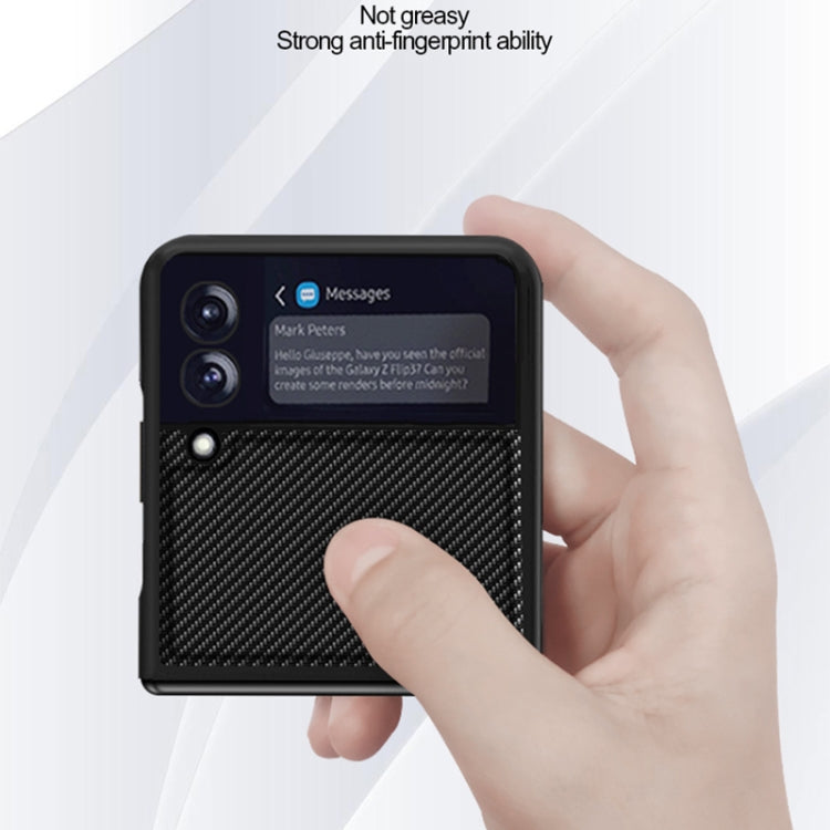 For Samsung Galaxy Z Flip3 5G Solid Color Carbon Fiber Texture PU Shockproof Protective Case