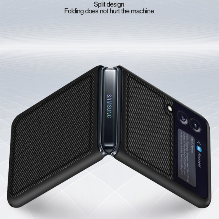 For Samsung Galaxy Z Flip3 5G Solid Color Carbon Fiber Texture PU Shockproof Protective Case