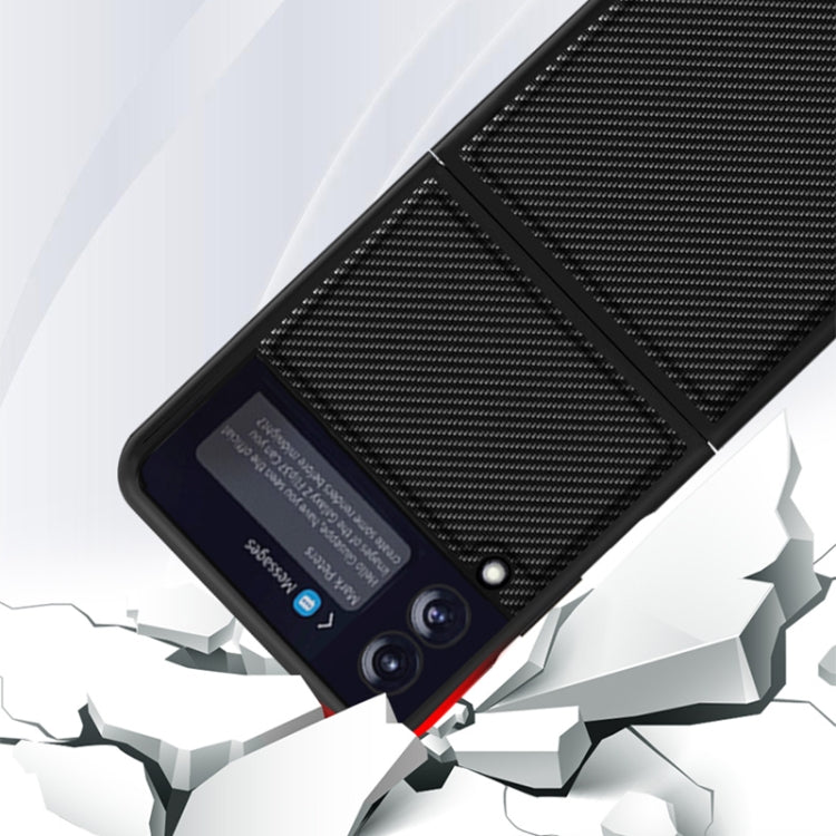 For Samsung Galaxy Z Flip3 5G Solid Color Carbon Fiber Texture PU Shockproof Protective Case