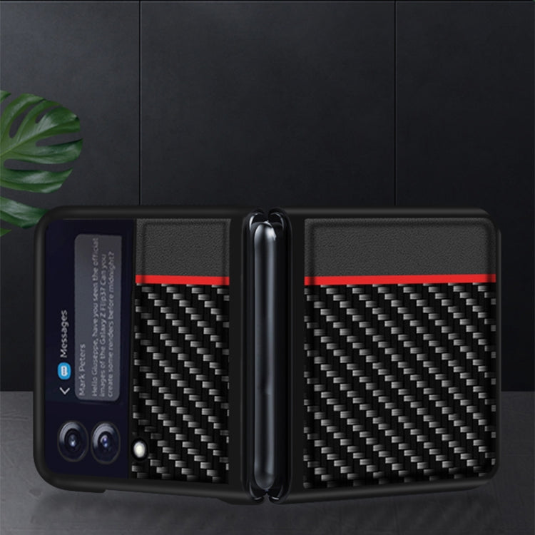 For Samsung Galaxy Z Flip3 5G Carbon Fiber Texture Shockproof Splicing Leather Case