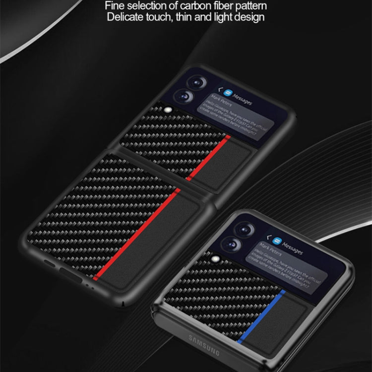 For Samsung Galaxy Z Flip3 5G Carbon Fiber Texture Shockproof Splicing Leather Case