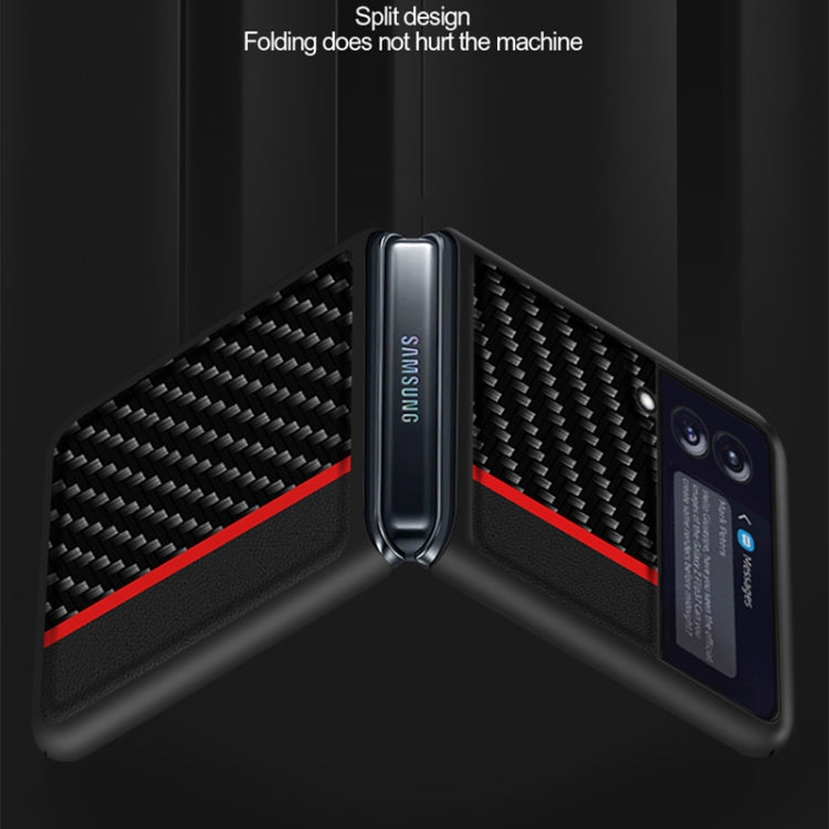 For Samsung Galaxy Z Flip3 5G Carbon Fiber Texture Shockproof Splicing Leather Case