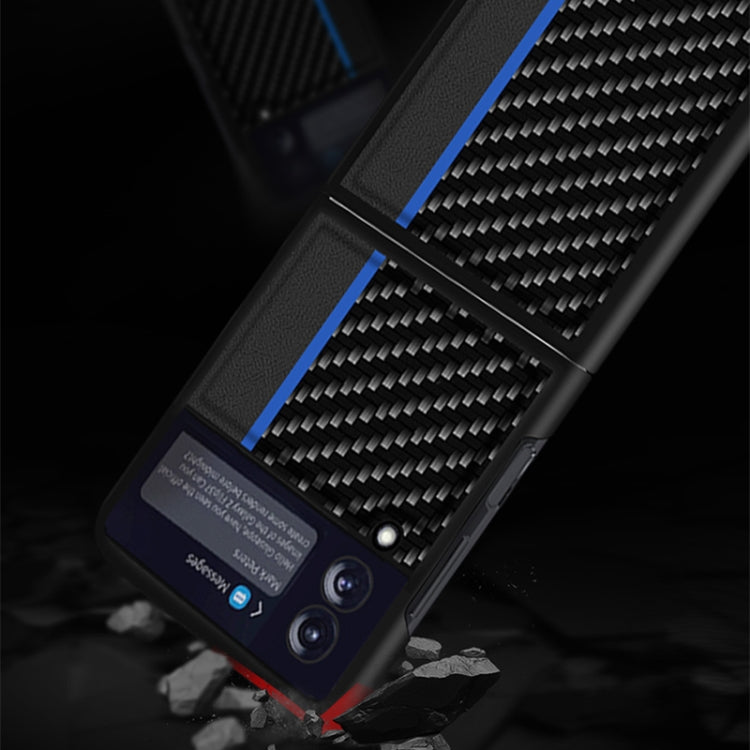 For Samsung Galaxy Z Flip3 5G Carbon Fiber Texture Shockproof Splicing Leather Case