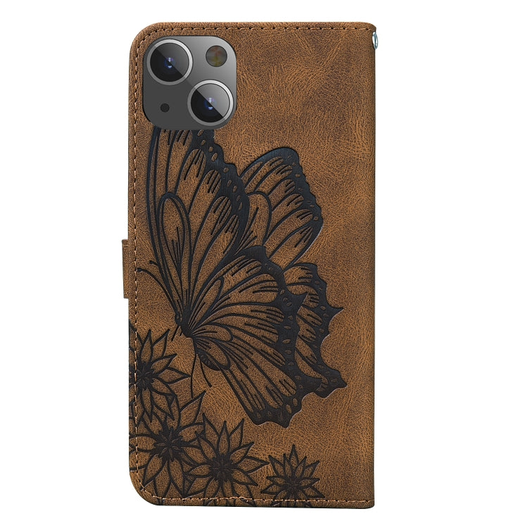 For iPhone 13 Retro Skin Feel Butterflies Embossing Horizontal Flip Leather Case with Holder & Card Slots & Wallet