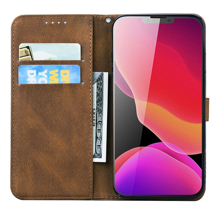 For iPhone 13 Retro Skin Feel Butterflies Embossing Horizontal Flip Leather Case with Holder & Card Slots & Wallet