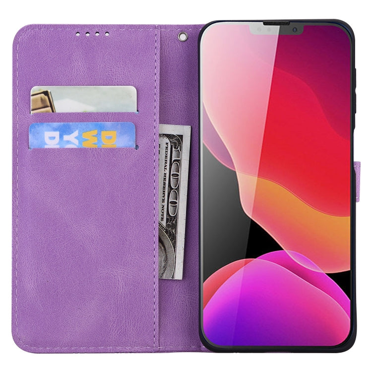 For iPhone 13 Retro Skin Feel Butterflies Embossing Horizontal Flip Leather Case with Holder & Card Slots & Wallet