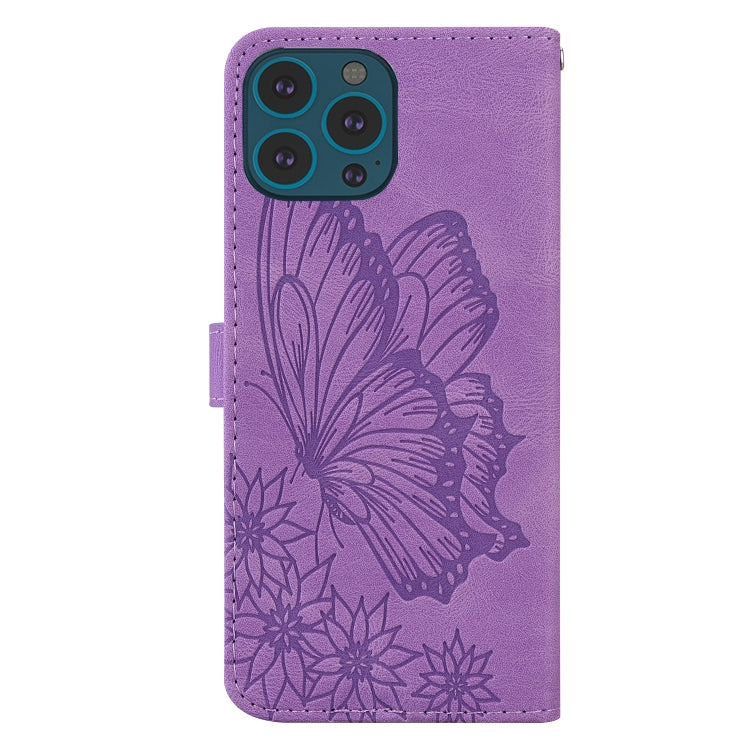 For iPhone 13 Pro Retro Skin Feel Butterflies Embossing Horizontal Flip Leather Case with Holder & Card Slots & Wallet