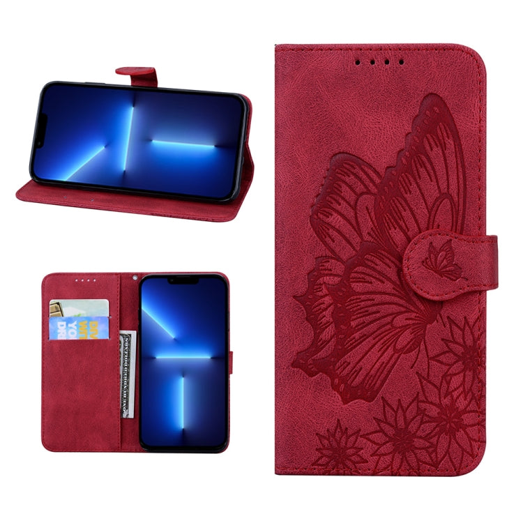 For iPhone 13 Pro Max Retro Skin Feel Butterflies Embossing Horizontal Flip Leather Case with Holder & Card Slots & Wallet