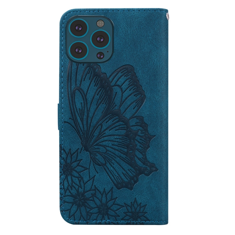For iPhone 13 Pro Max Retro Skin Feel Butterflies Embossing Horizontal Flip Leather Case with Holder & Card Slots & Wallet