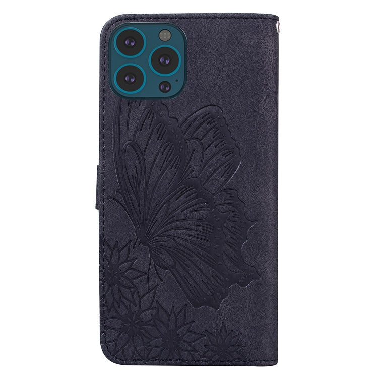 For iPhone 13 Pro Max Retro Skin Feel Butterflies Embossing Horizontal Flip Leather Case with Holder & Card Slots & Wallet