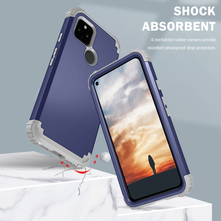 For Google Pixel 5a 3 in 1 Shockproof PC + Silicone Protective Case