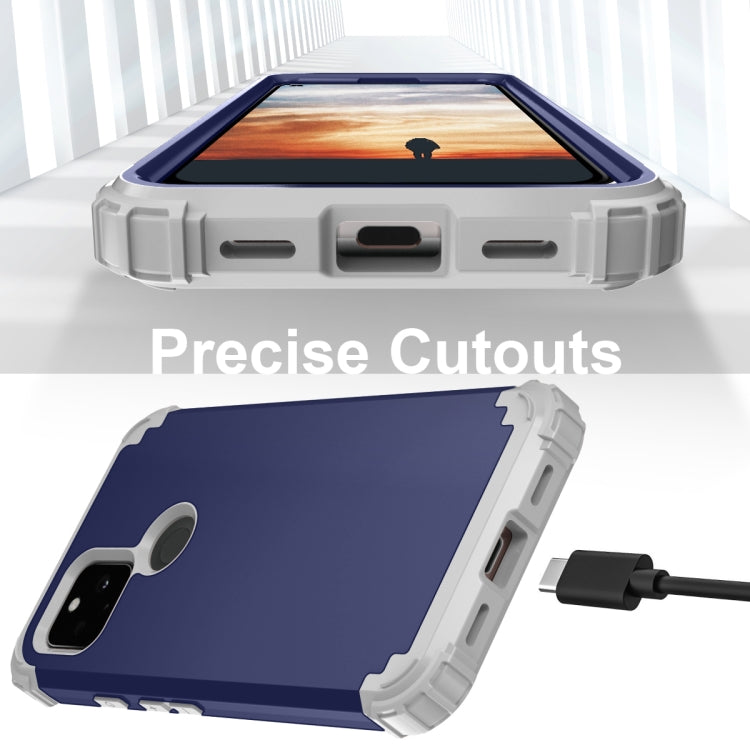 For Google Pixel 5a 3 in 1 Shockproof PC + Silicone Protective Case