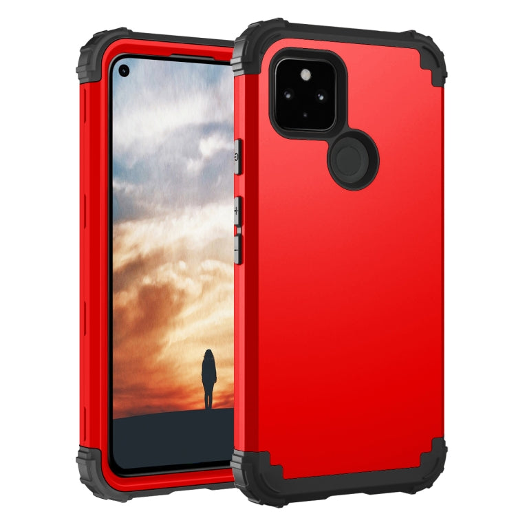 For Google Pixel 5a 3 in 1 Shockproof PC + Silicone Protective Case