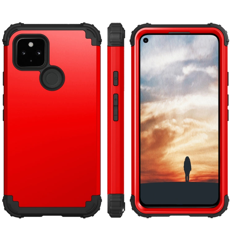 For Google Pixel 5a 3 in 1 Shockproof PC + Silicone Protective Case