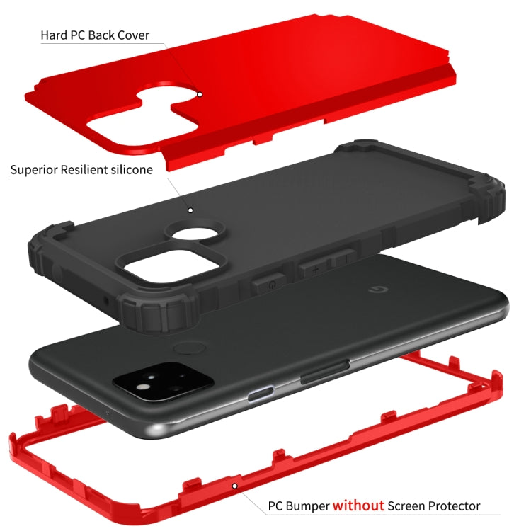For Google Pixel 5a 3 in 1 Shockproof PC + Silicone Protective Case