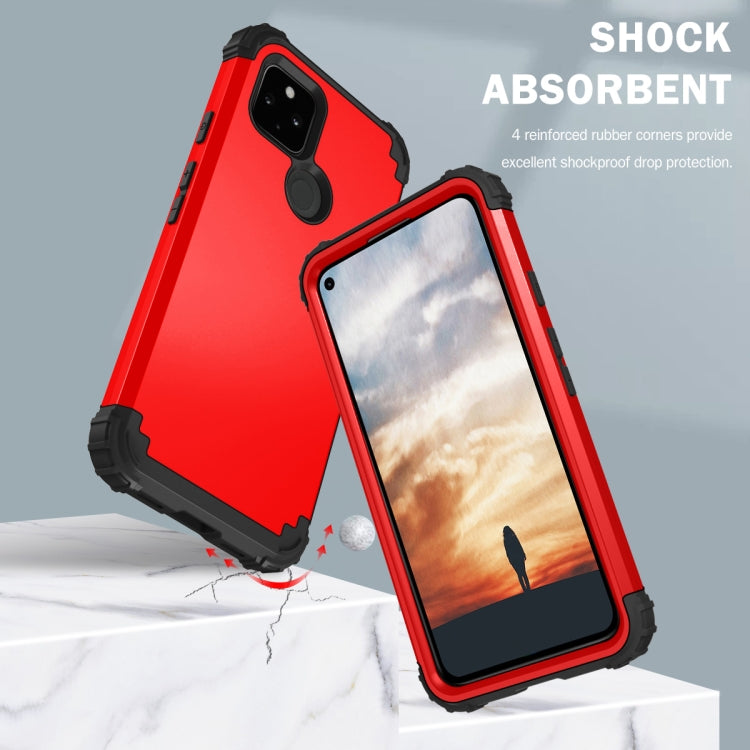 For Google Pixel 5a 3 in 1 Shockproof PC + Silicone Protective Case