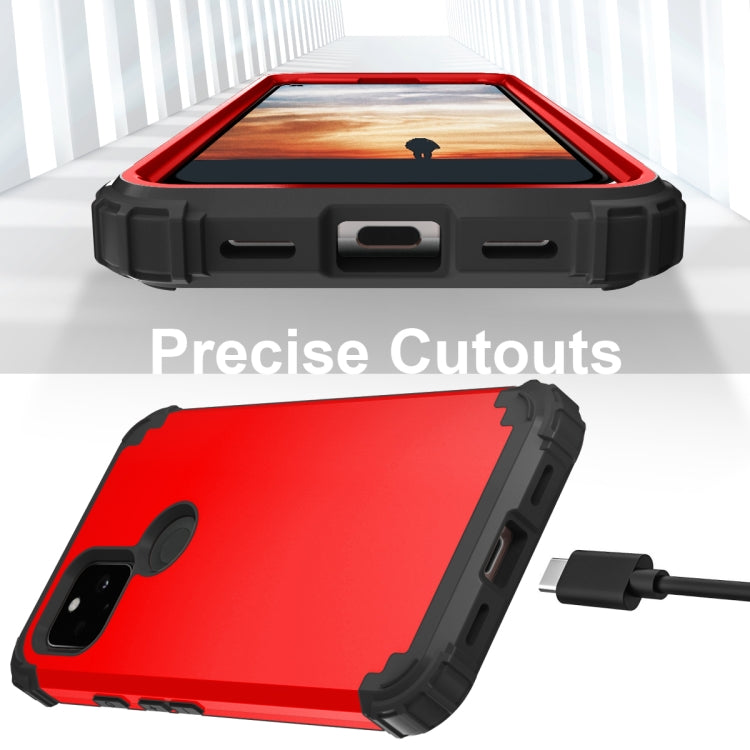 For Google Pixel 5a 3 in 1 Shockproof PC + Silicone Protective Case