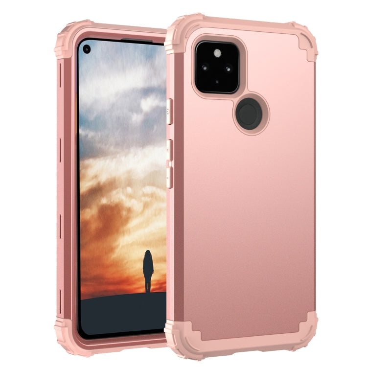 For Google Pixel 5a 3 in 1 Shockproof PC + Silicone Protective Case