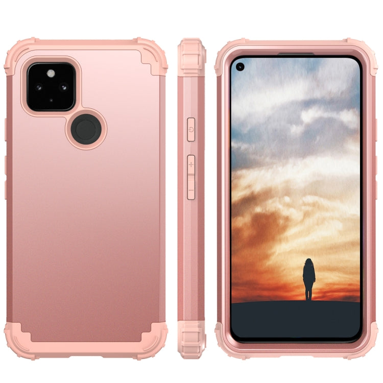 For Google Pixel 5a 3 in 1 Shockproof PC + Silicone Protective Case
