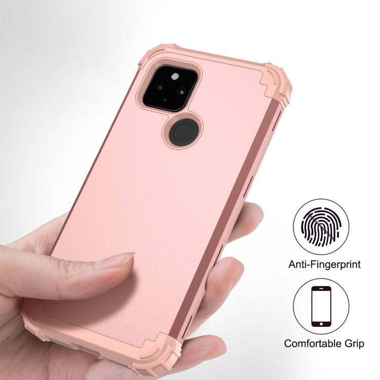 For Google Pixel 5a 3 in 1 Shockproof PC + Silicone Protective Case