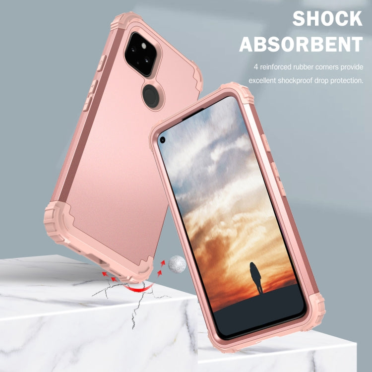 For Google Pixel 5a 3 in 1 Shockproof PC + Silicone Protective Case
