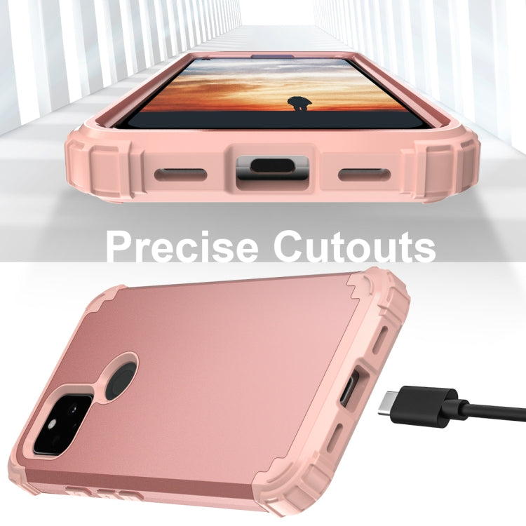 For Google Pixel 5a 3 in 1 Shockproof PC + Silicone Protective Case
