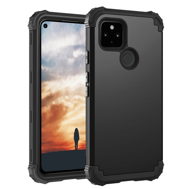For Google Pixel 5a 3 in 1 Shockproof PC + Silicone Protective Case