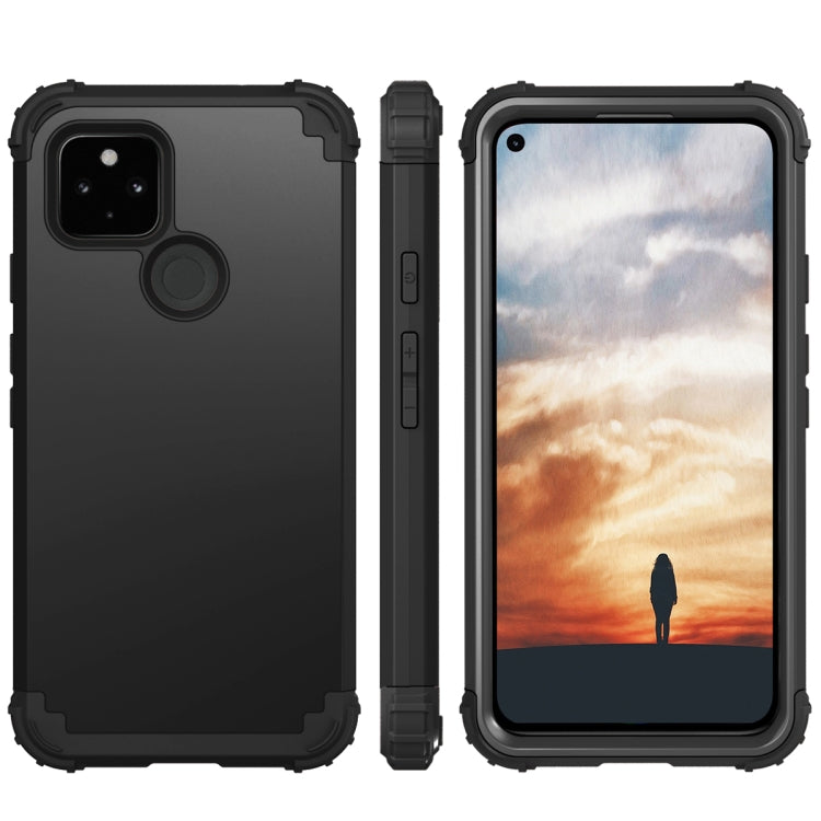 For Google Pixel 5a 3 in 1 Shockproof PC + Silicone Protective Case