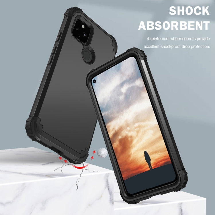 For Google Pixel 5a 3 in 1 Shockproof PC + Silicone Protective Case