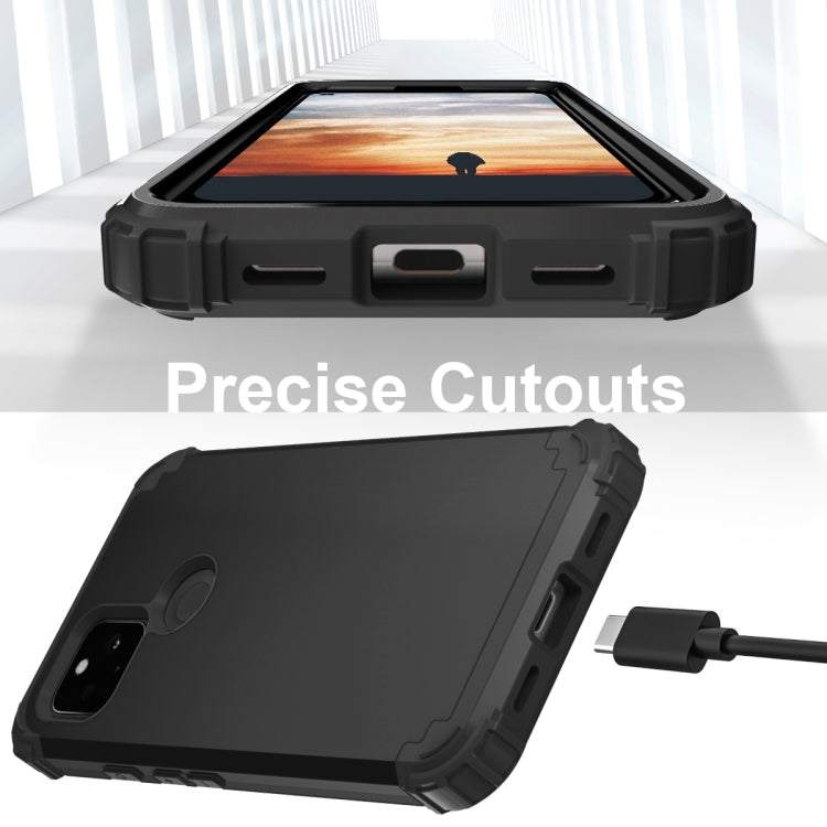 For Google Pixel 5a 3 in 1 Shockproof PC + Silicone Protective Case