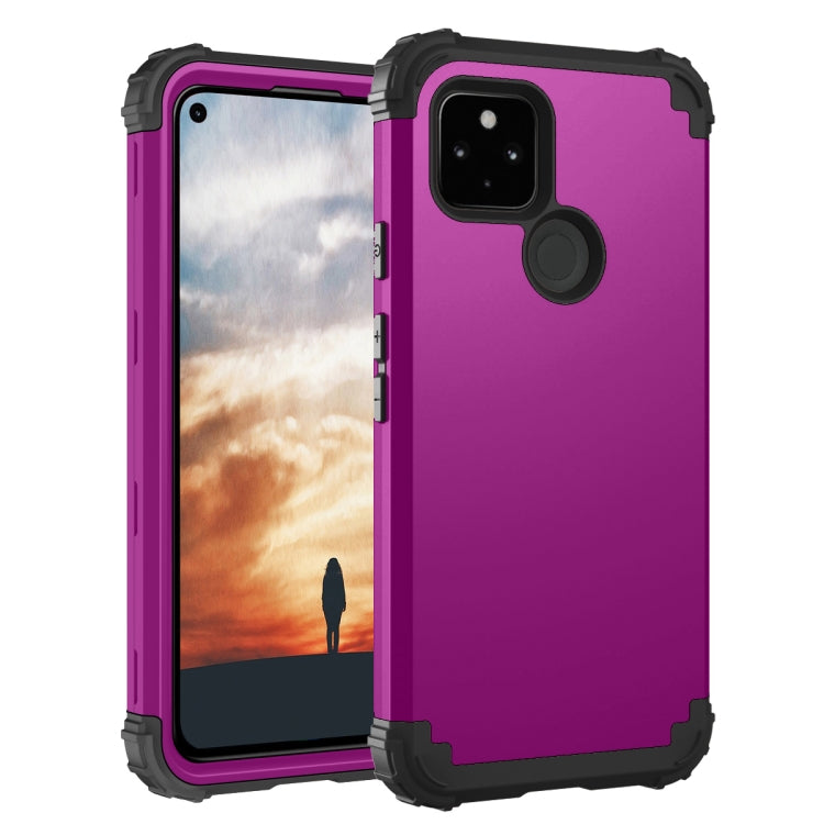 For Google Pixel 5a 3 in 1 Shockproof PC + Silicone Protective Case