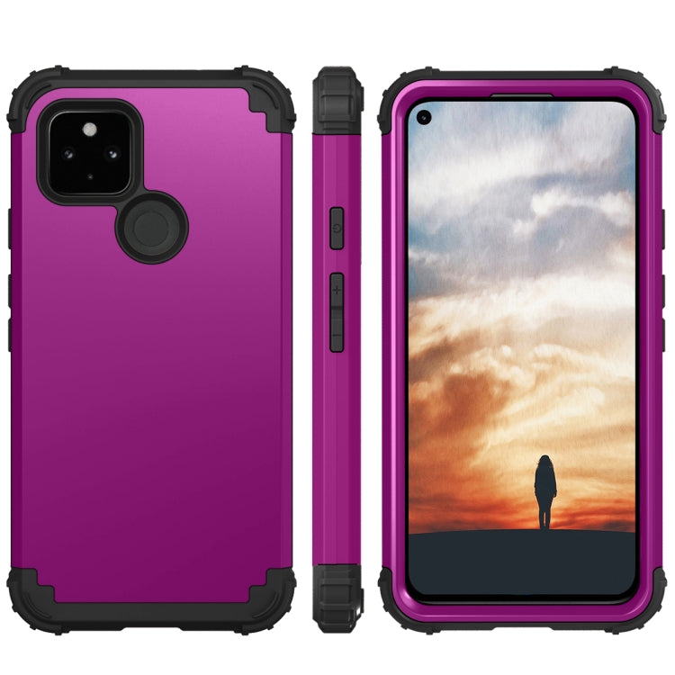 For Google Pixel 5a 3 in 1 Shockproof PC + Silicone Protective Case