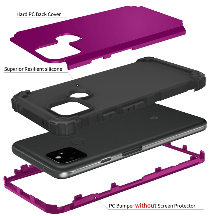 For Google Pixel 5a 3 in 1 Shockproof PC + Silicone Protective Case