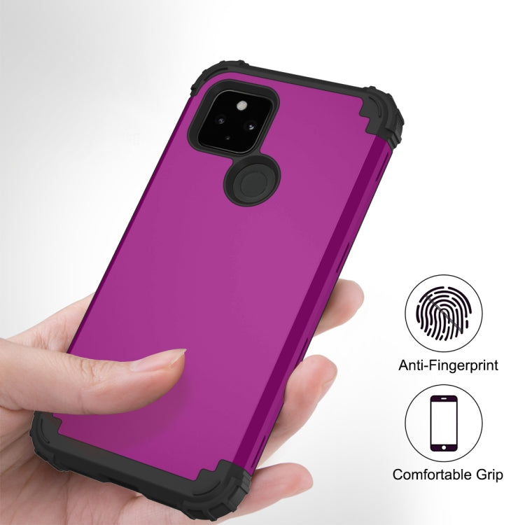 For Google Pixel 5a 3 in 1 Shockproof PC + Silicone Protective Case
