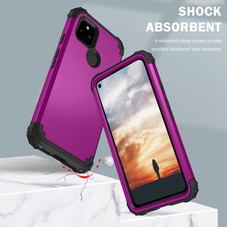 For Google Pixel 5a 3 in 1 Shockproof PC + Silicone Protective Case