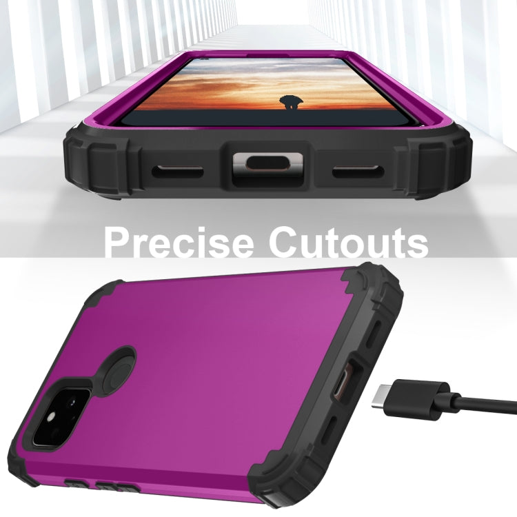 For Google Pixel 5a 3 in 1 Shockproof PC + Silicone Protective Case