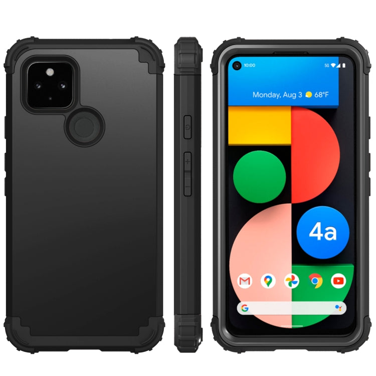 For Google Pixel 4a 5G 3 in 1 Shockproof PC + Silicone Protective Case